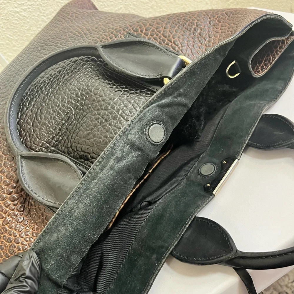 Burberry large peppled Leather Tote Bag in Brown and Black -